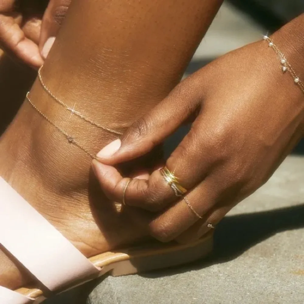 ❌SOLD❌ catbird • sweet nothing anklet 14k solid yellow gold - Picture 2 of 7